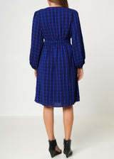 V-neck Checkered Dress in Night Plaid by Shop at Konus