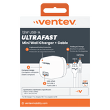 Ventev 12W USB A Wall Charger and USB A to Apple Lightning Cable 3.3ft Gray by Ventev