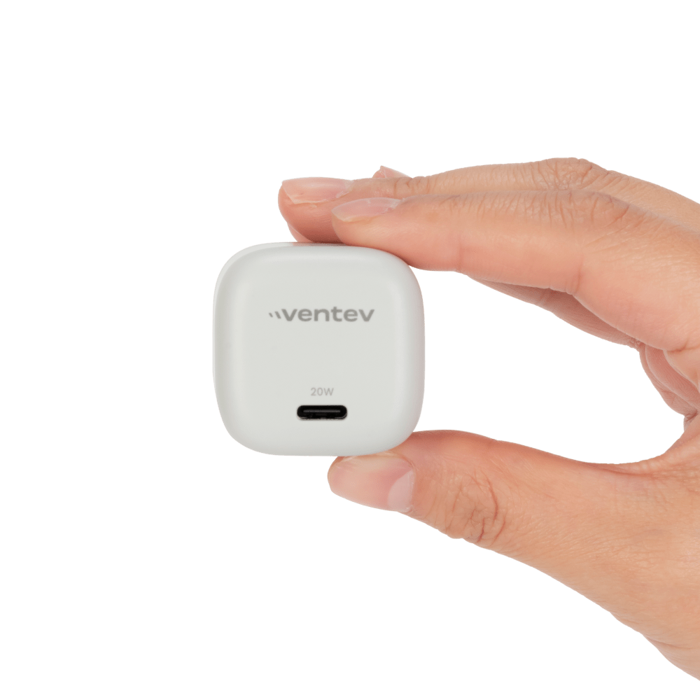 Ventev 20W PD USB C Mini Wall Charger and USB C to Apple Lightning Cable 3.3ft White by Ventev