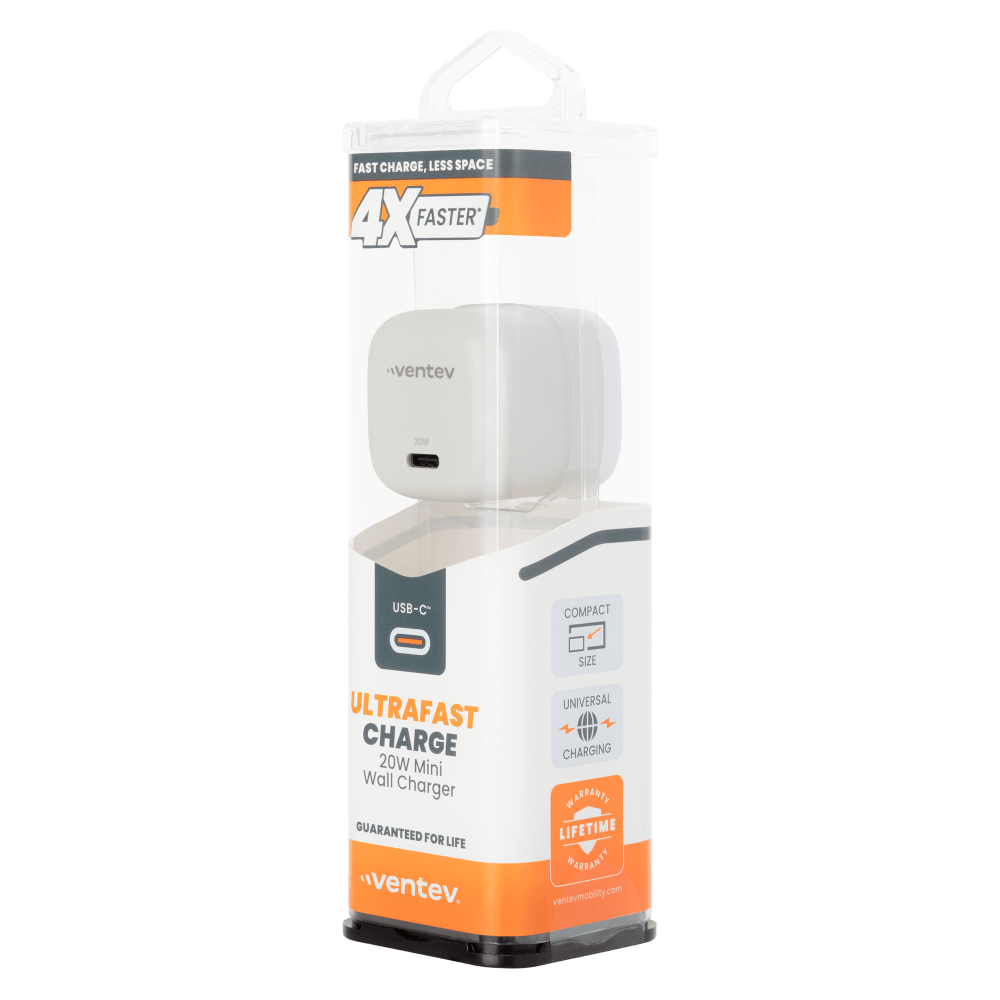 Ventev 20W ULTRAFAST USB C Universal Mini Wall Charger White by Ventev