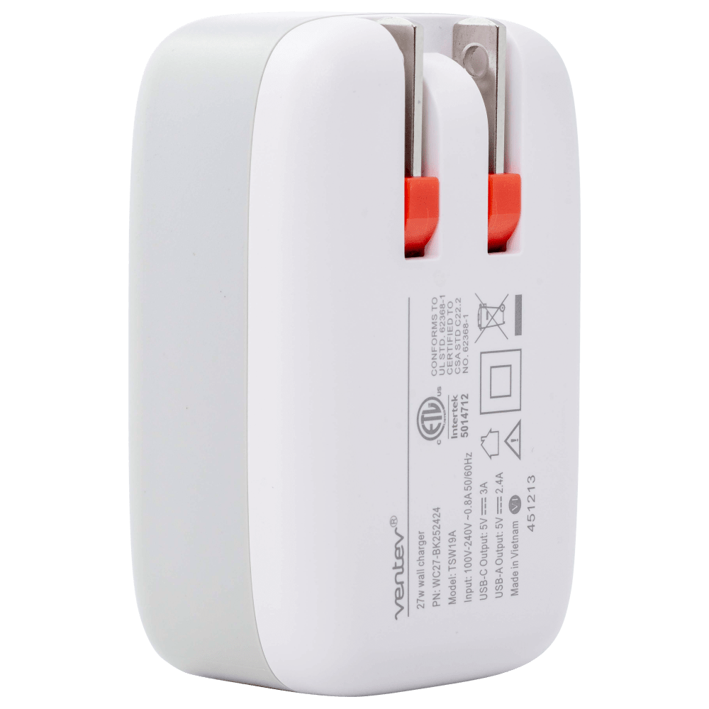 Ventev 27W Dual USB C and USB A Wall Charger by Ventev