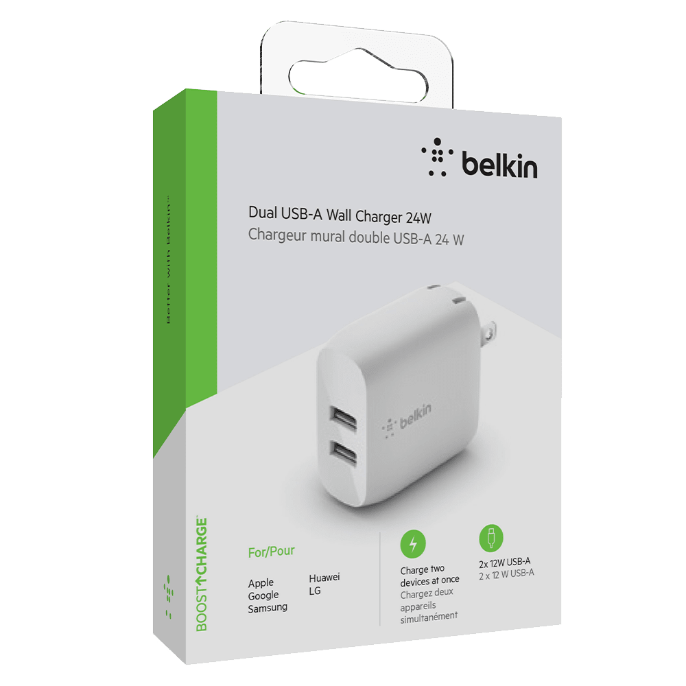 Belkin Dual Port USB A 24W Wall Charger by Belkin