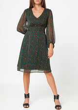 Women's V-neck Midi Dress in Leopard Hunt by Shop at Konus