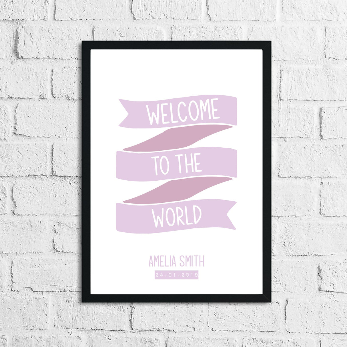 Personalised Welcome To The World Baby Girl's Pink Children's Bedroom Room Wall Decor Print by WinsterCreations™ Official Store