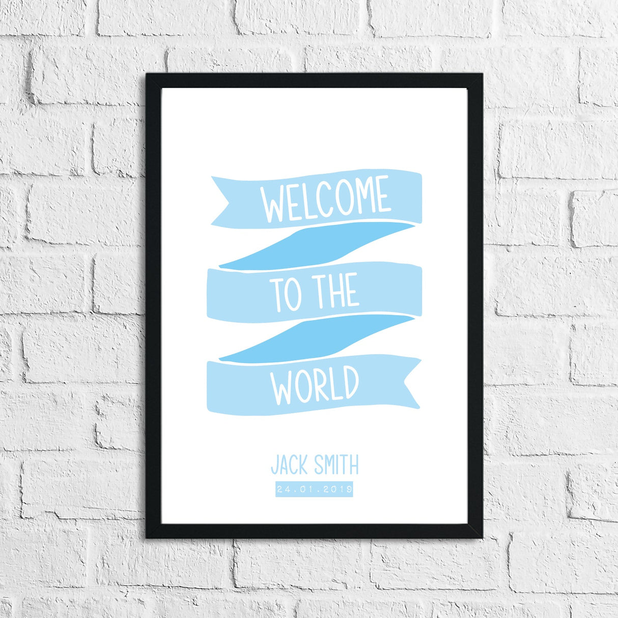 Personalised Welcome To The World Baby Boy's Blue Children's Bedroom Room Wall Decor Print by WinsterCreations™ Official Store