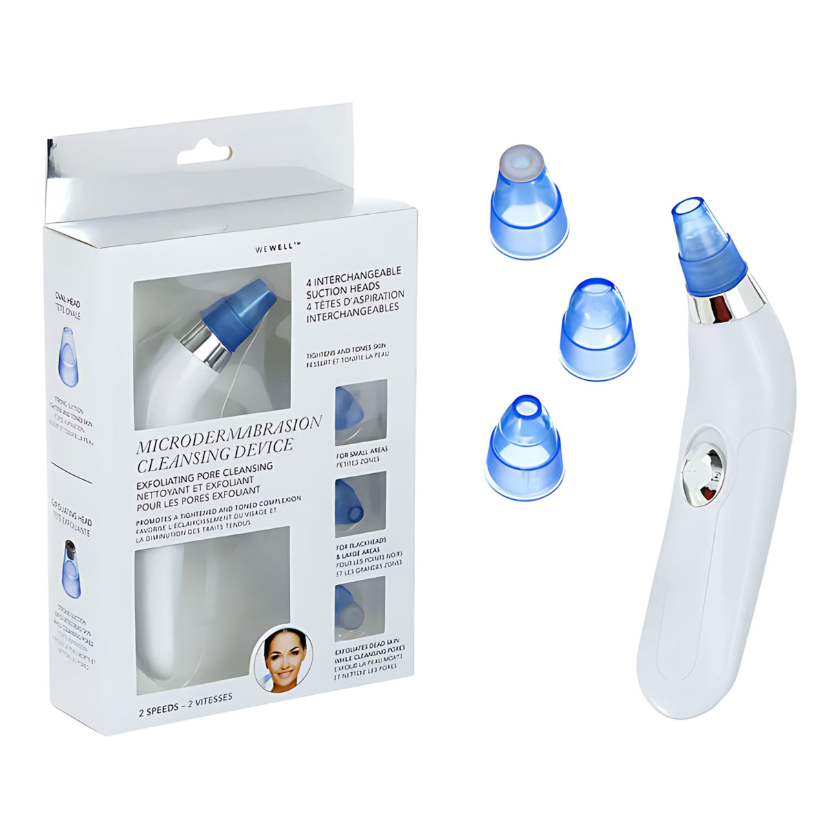 Microdermabrasion Pore Cleansing Device with 4 Interchangeable Suction Heads