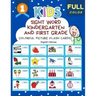 Sight Word Kindergarten and First Grade Colorful Picture Flash Cards English Hebrew: Learning to read basic vocabulary card games. Improve reading com