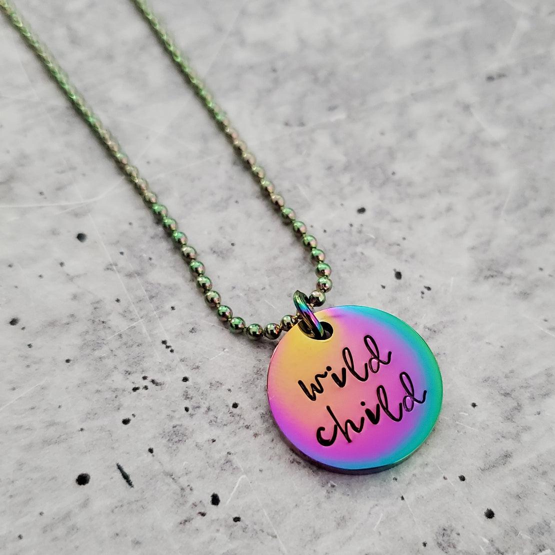 WILD CHILD Rainbow Pendant Necklace by Salt and Sparkle