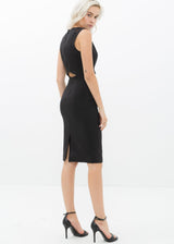 Women's Set Impression Keyhole Front Midi Dress In Black by Shop at Konus