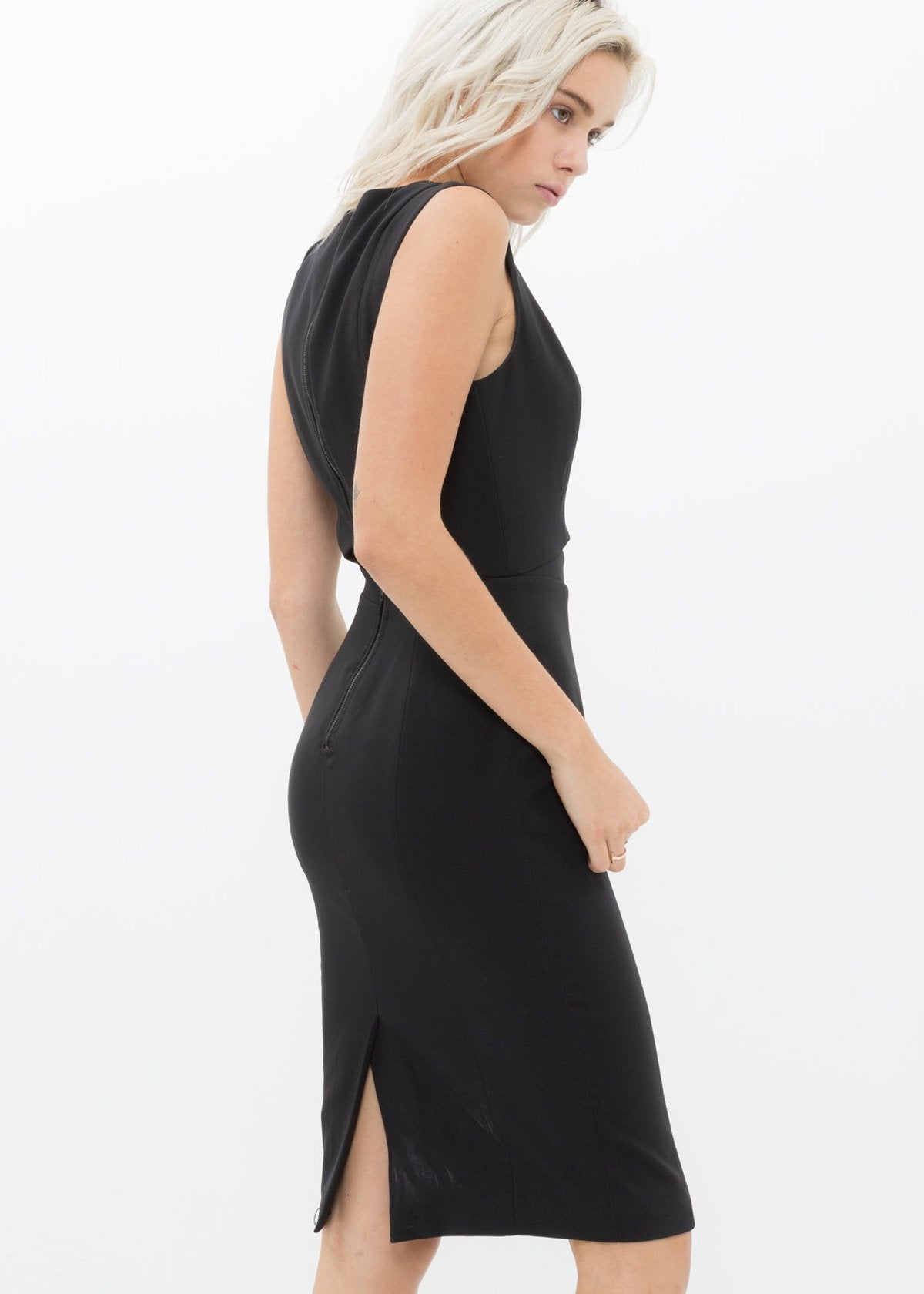 Women's Set Impression Keyhole Front Midi Dress In Black by Shop at Konus