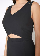 Women's Set Impression Keyhole Front Midi Dress In Black by Shop at Konus