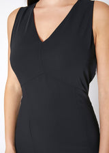 V-neck Sleeveless Bodycon Dress In Black by Shop at Konus