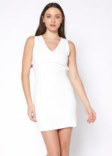 V-neck Sleeveless Bodycon Dress In Ivory by Shop at Konus