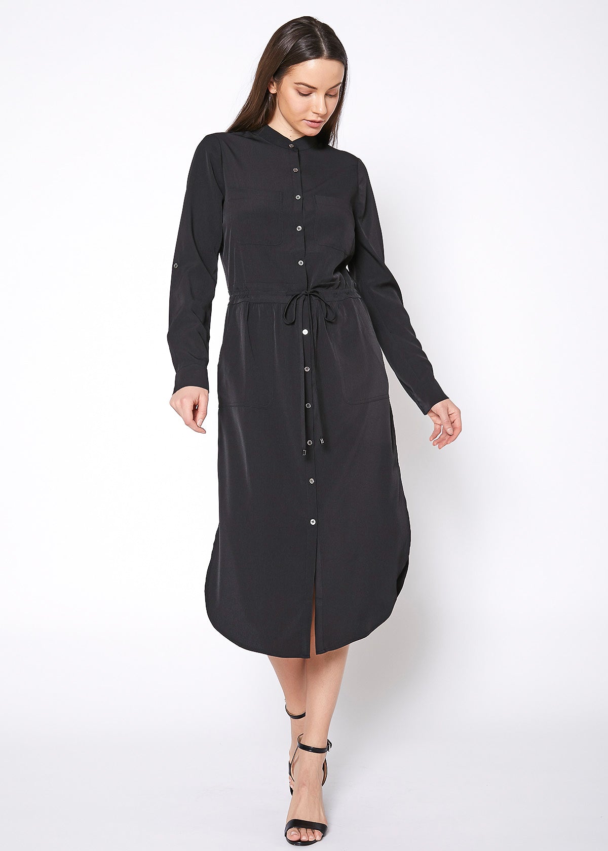 Women's Long Mock Neck Shirt Dress by Shop at Konus