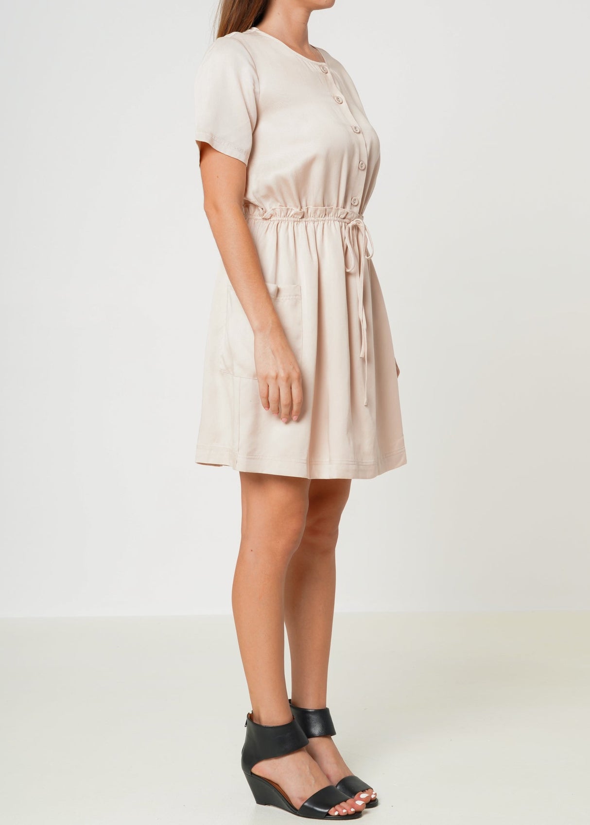 Women's Short Sleeve Utility Dress in Sand by Shop at Konus