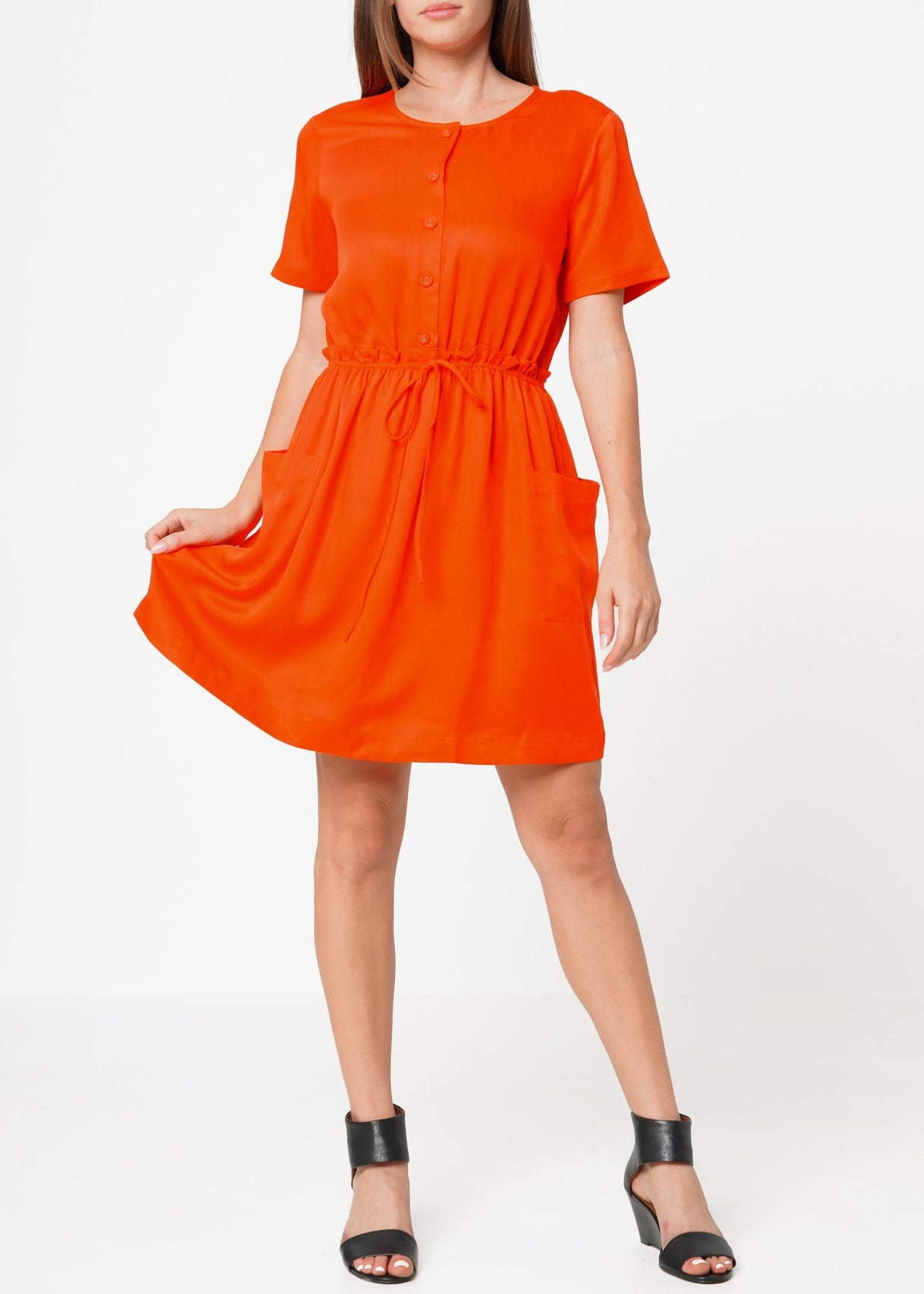 Women's Short Sleeve Utility Dress in Poppy by Shop at Konus