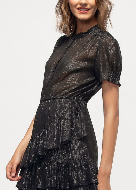 Women's Lurex Yoryu Ruffle Dress In Black by Shop at Konus