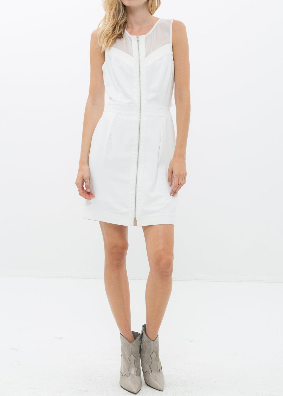 Women's Sleeveless Mesh Front Zipper Dress by Shop at Konus