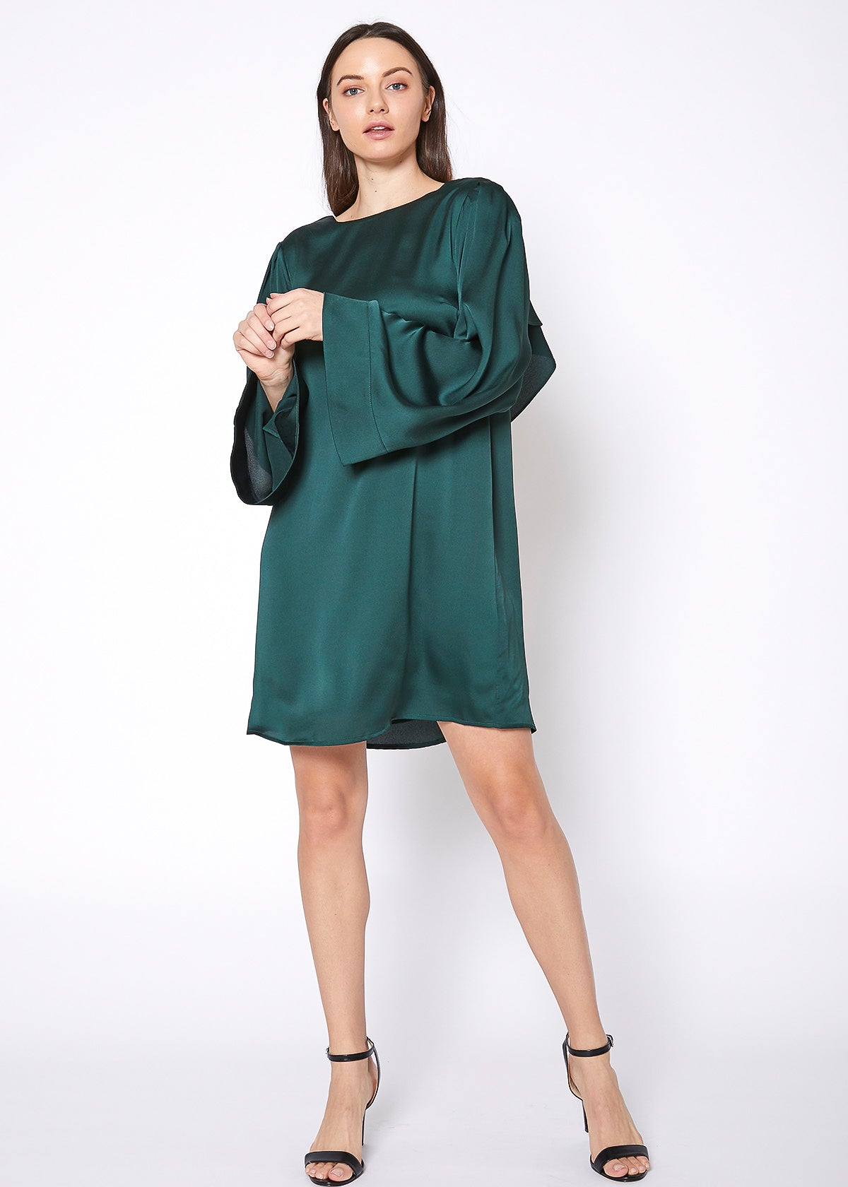 Satin Cross Back Tunic Dress by Shop at Konus