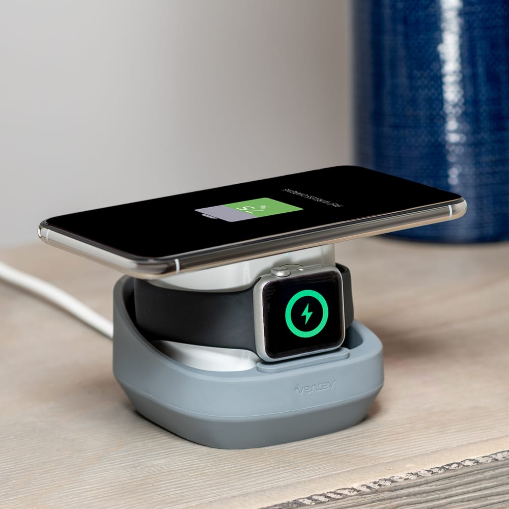 Ventev wireless watchdock duo Wireless Charging Pad 10W and Apple Watch Charger Gray, White by Ventev