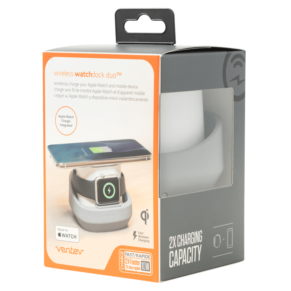 Ventev wireless watchdock duo Wireless Charging Pad 10W and Apple Watch Charger Gray, White by Ventev