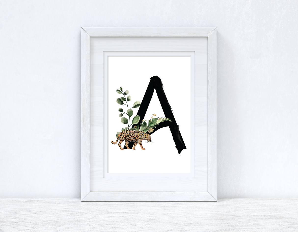 Watercolour Jungle Black Green Golds Alphabet Letter Bedroom Home Wall Decor Print by WinsterCreations™ Official Store