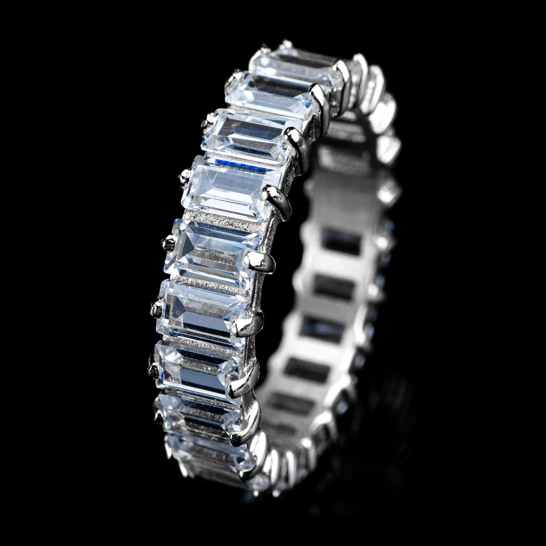 Diamond Baguette Cut Eternity Ring in White Gold by Custom Gold Grillz