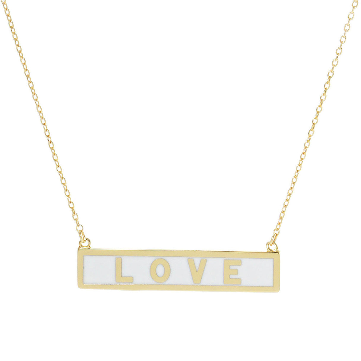 Love Gold Dipped Enamel Message Pendant Necklace by Madeline Love