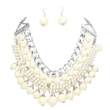 Pearl Chunky Metal Chain Statement Necklace by Madeline Love