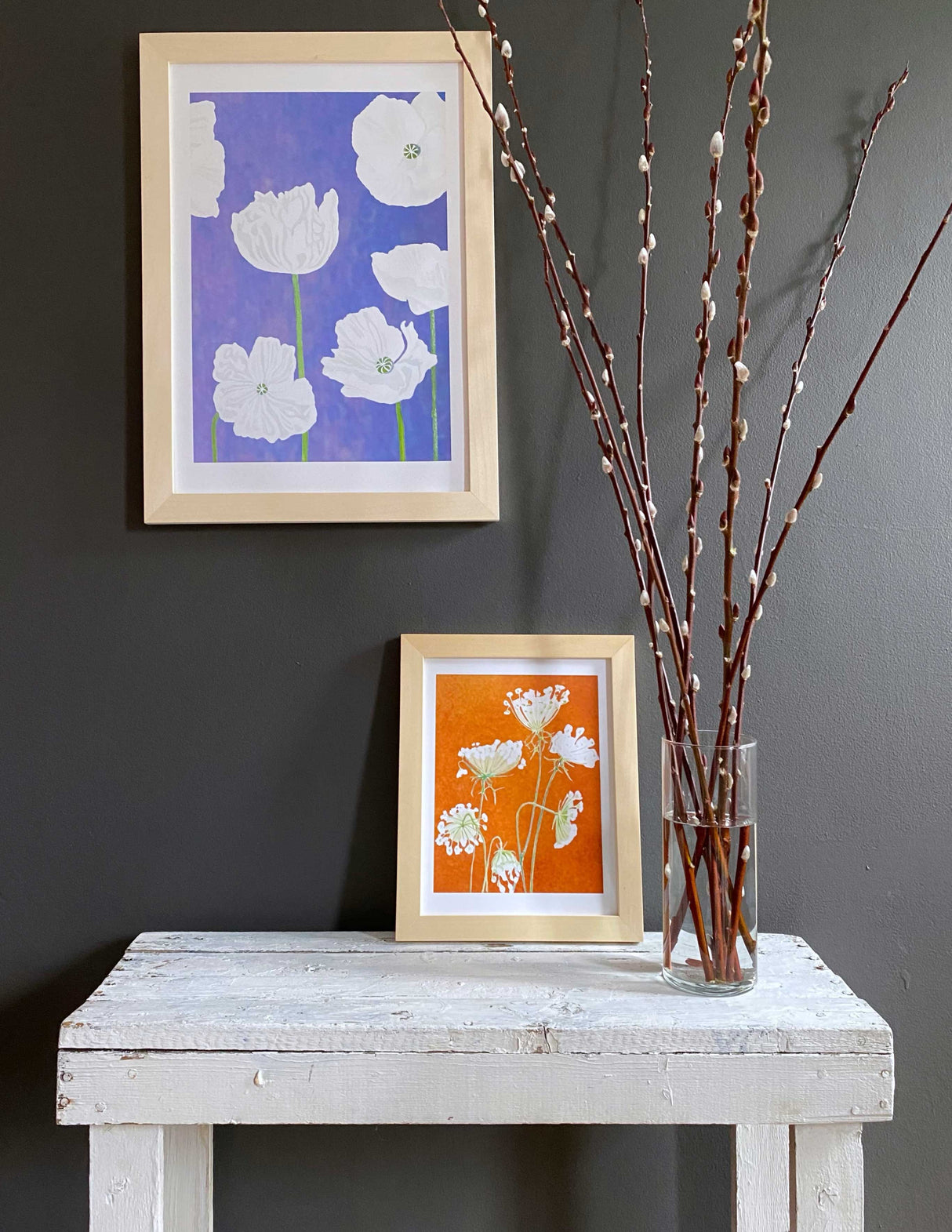 Art Print:  White Poppies on Violet by India & Purry