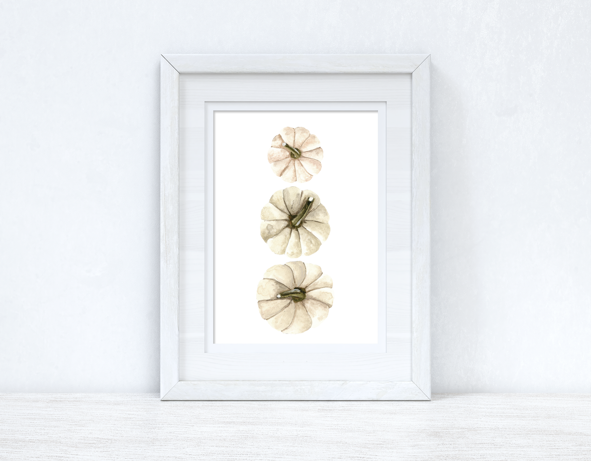 White Pumpkins Tier Autumn Seasonal Wall Home Decor Print by WinsterCreations™ Official Store