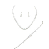 3 Piece Pearl Necklaces Earring Bracelet Set by Madeline Love