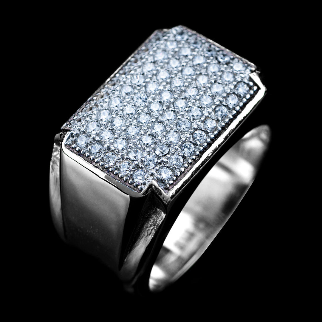 Diamond Rectangle Ring in White Gold by Custom Gold Grillz