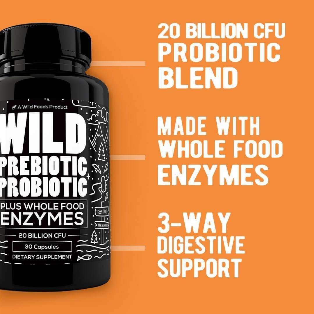 Wild Prebiotics Probiotics & Digestive Enzymes - 20 Billion CFU by Wild Foods