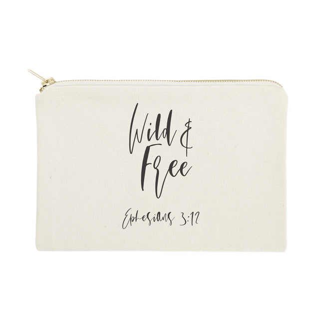 Wild and Free, Ephesians 3:12 Cotton Canvas Cosmetic Bag by The Cotton & Canvas Co.