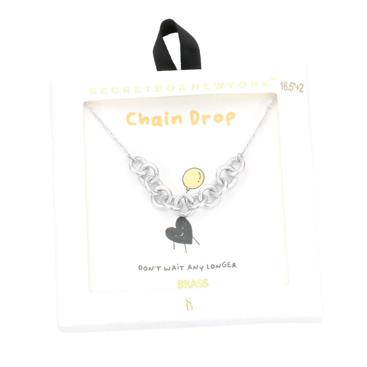 Secret Box Brass Metal Chain Link Pendant Necklace by Madeline Love