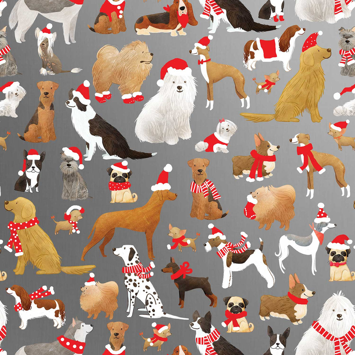 Santa's Helper Dogs Christmas Gift Wrap by Present Paper