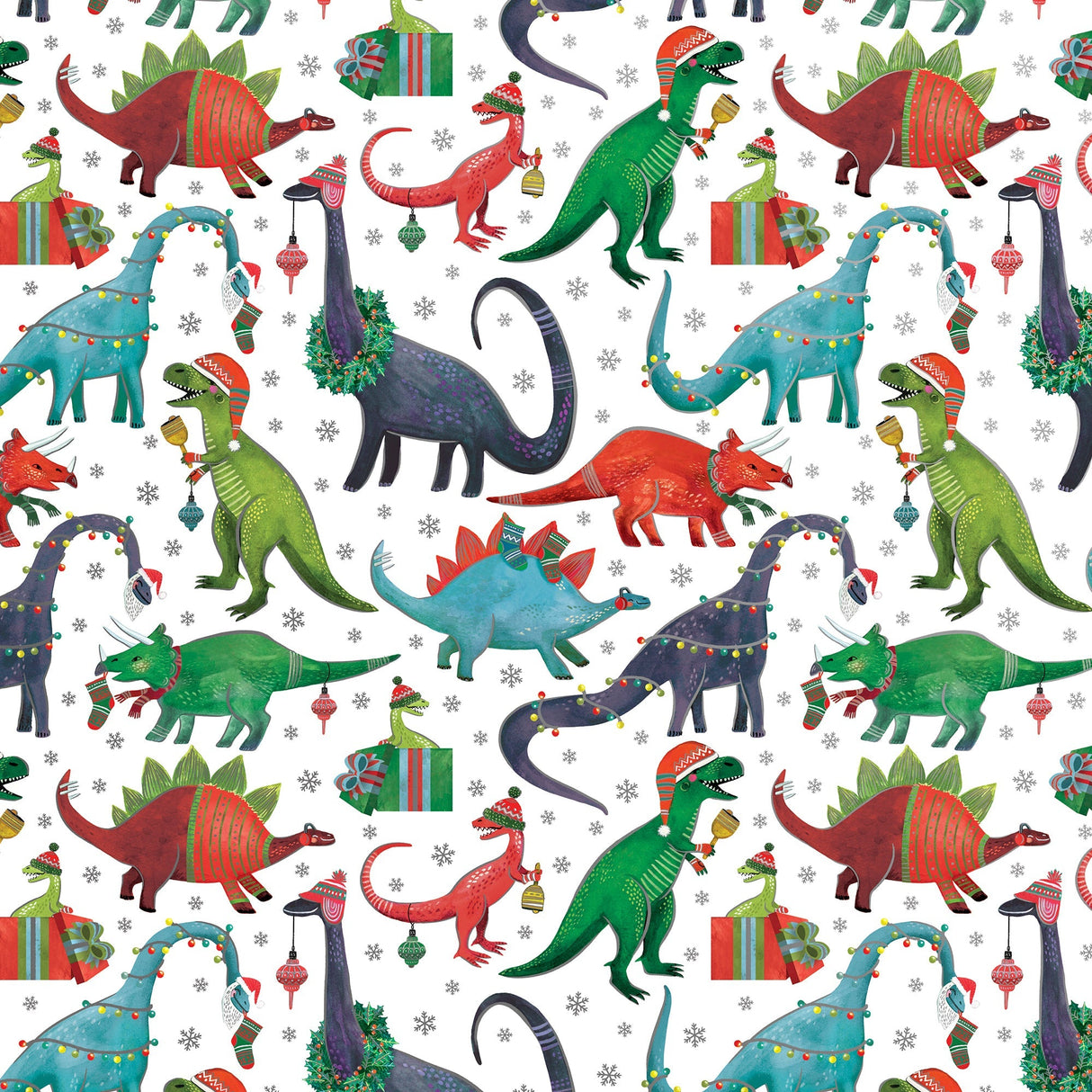 Decked Out Dinosaur Christmas Gift Wrap by Present Paper