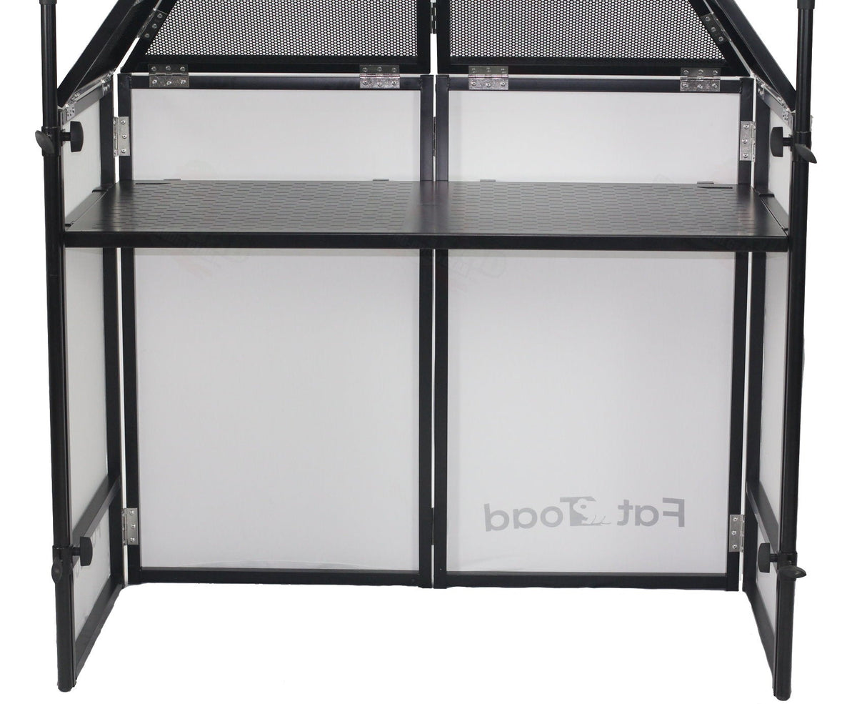 DJ Booth Tabletop With 8FT Lighting Truss Stand Package by FAT TOAD - Foldable Panel Portable Stage by GeekStands.com