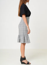 Glen Plaid Mermaid Dress in Black by Shop at Konus