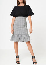 Glen Plaid Mermaid Dress in Black by Shop at Konus