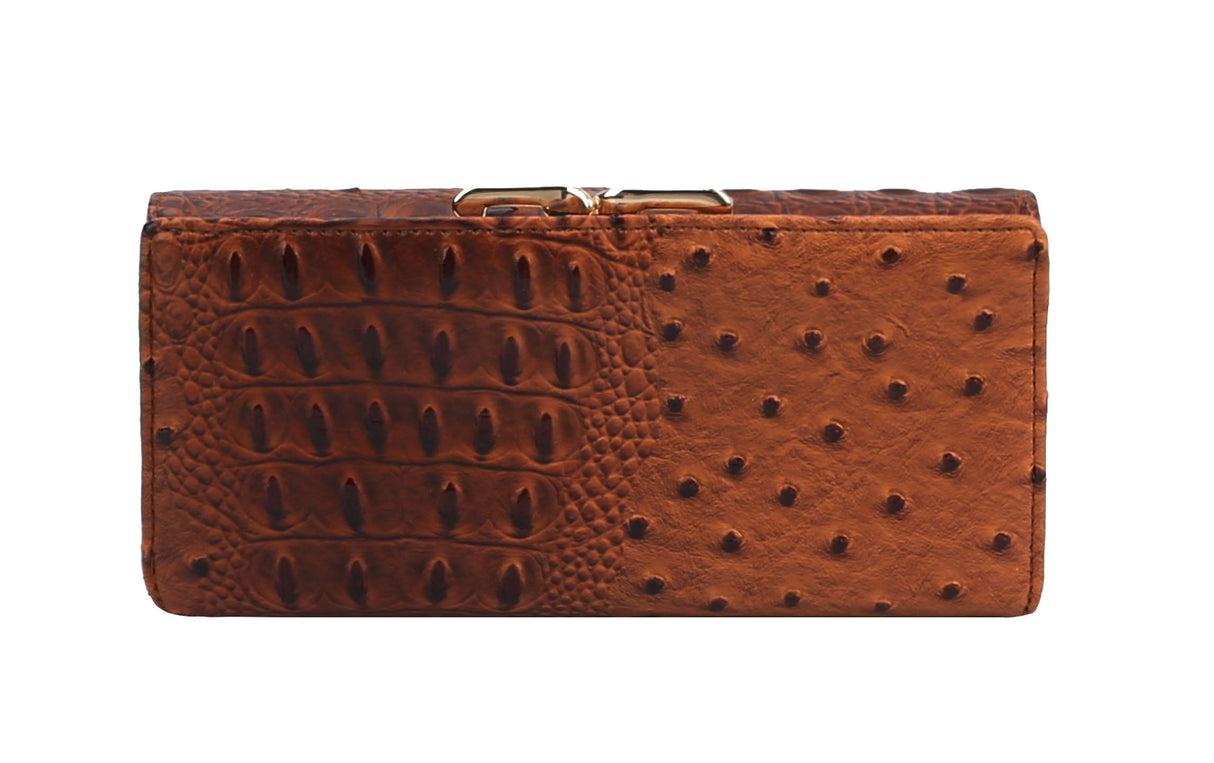 Fashion Ostrich Croc Kiss Lock Wallet by hfstylish