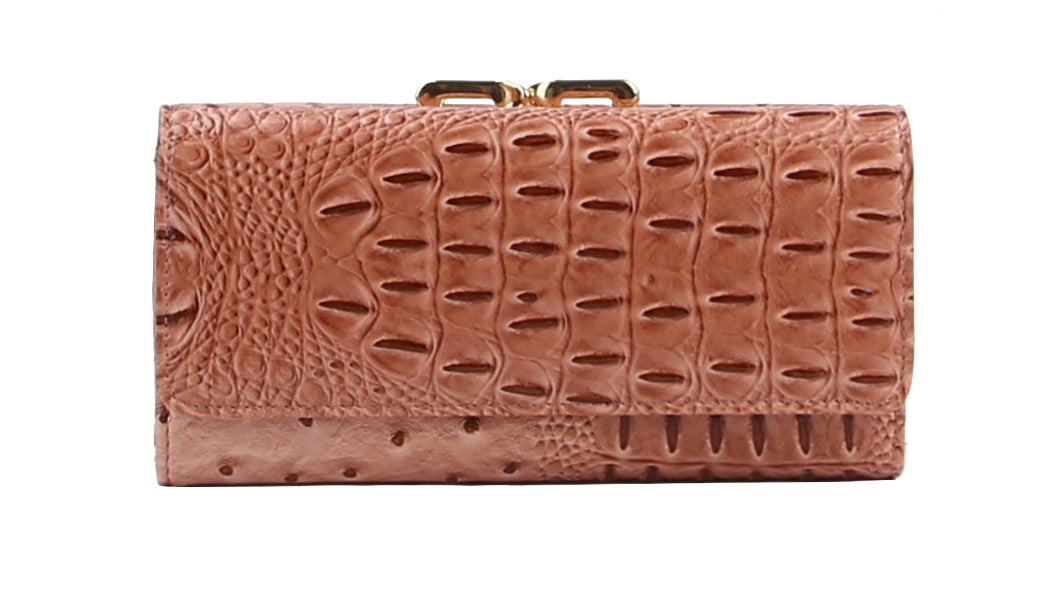 Fashion Ostrich Croc Kiss Lock Wallet by hfstylish