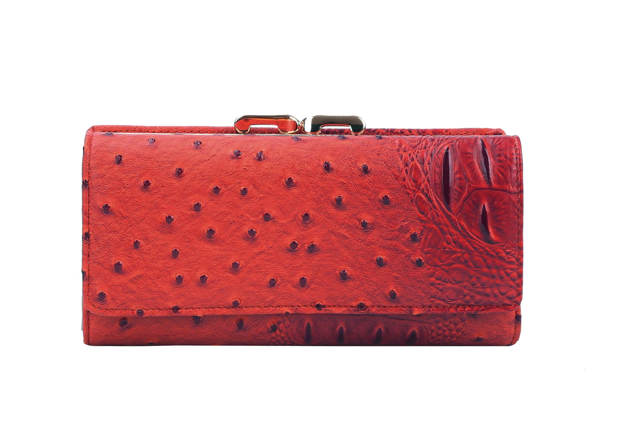 Fashion Ostrich Croc Kiss Lock Wallet by hfstylish