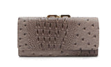 Fashion Ostrich Croc Kiss Lock Wallet by hfstylish