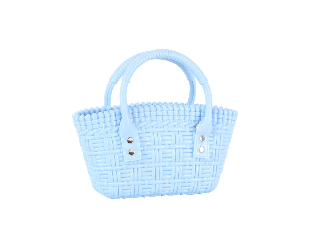 Woven top handles jelly mini tote by hfstylish