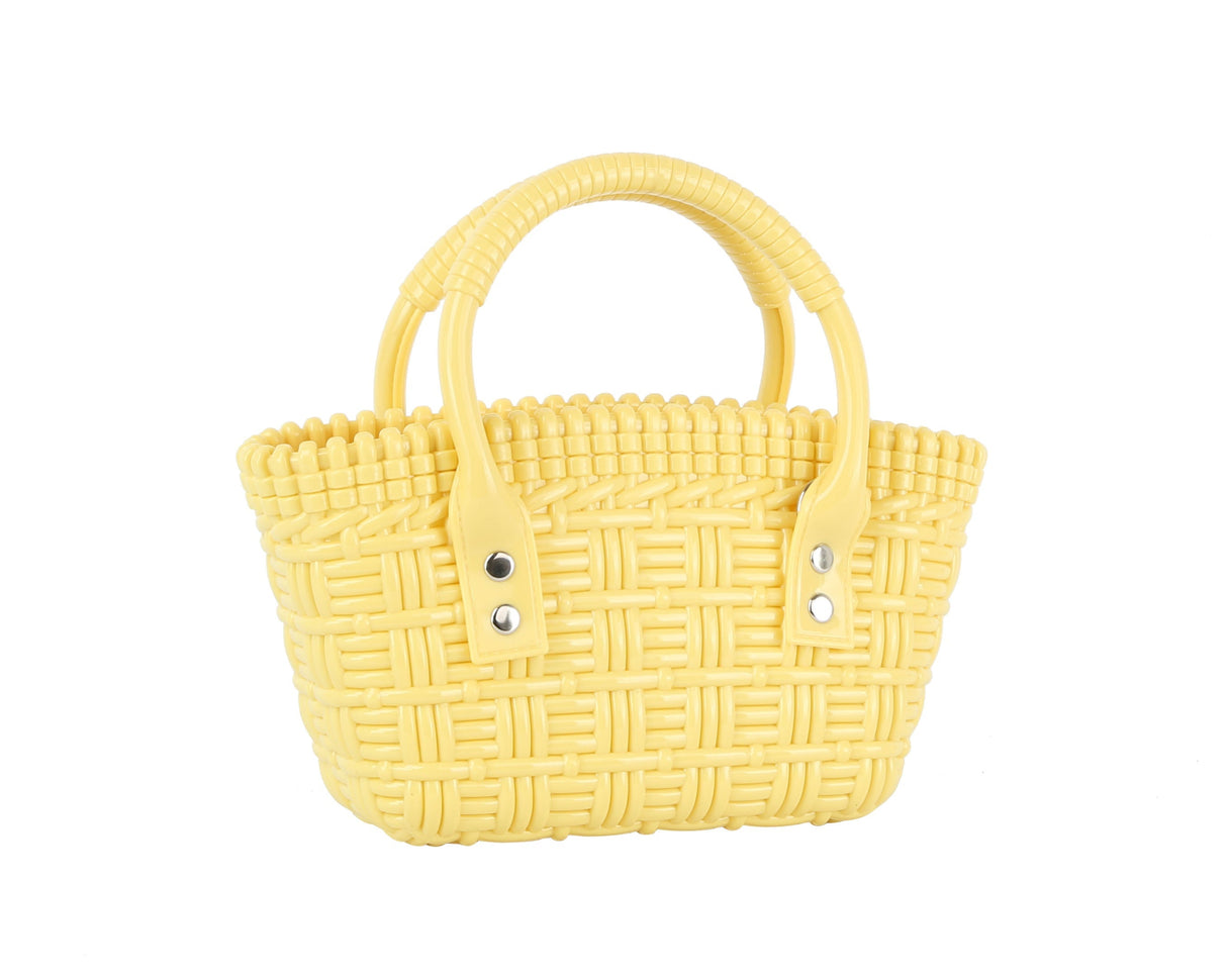 Woven top handles jelly mini tote by hfstylish