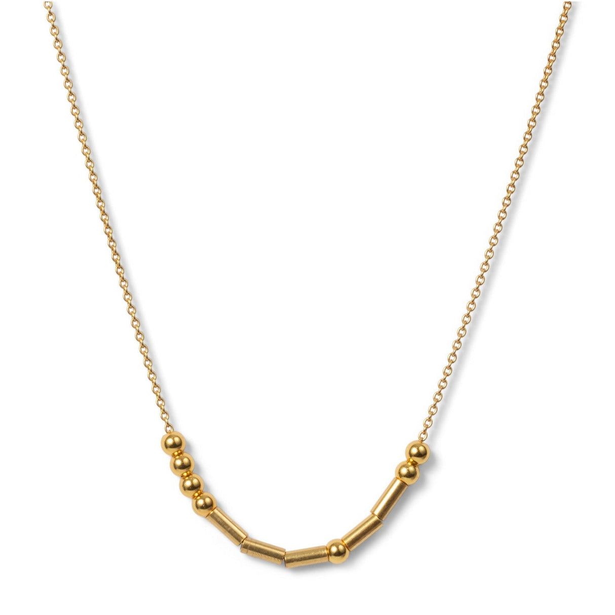 STRENGTH | Morse Code Classic Gold Beaded Necklace by ETHICGOODS