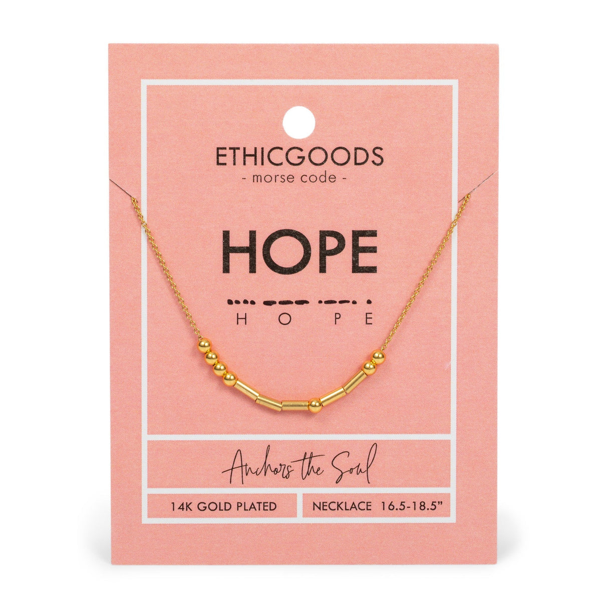 HOPE | Morse Code Classic Gold Beaded Necklace by ETHICGOODS