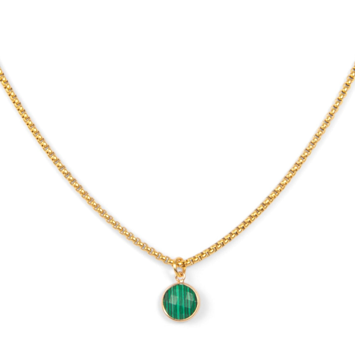 Malachite Stone Pendant Classic Gold Necklace by ETHICGOODS